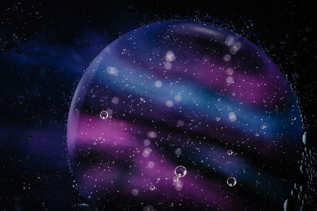 purple bordeaux colors in universe, like a planet, art - for article about Noj energy of Maya calendar